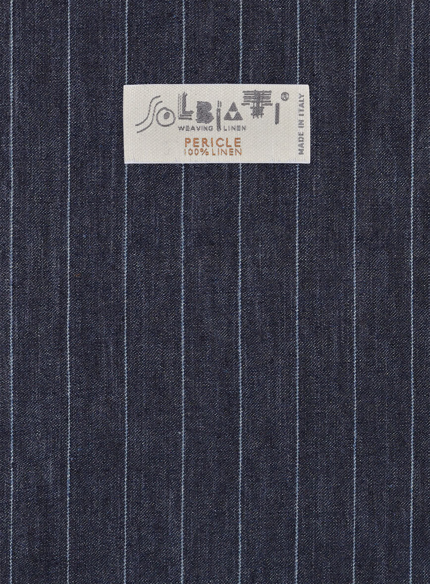 Solbiati Regal Blue Stripe Linen Jacket - StudioSuits