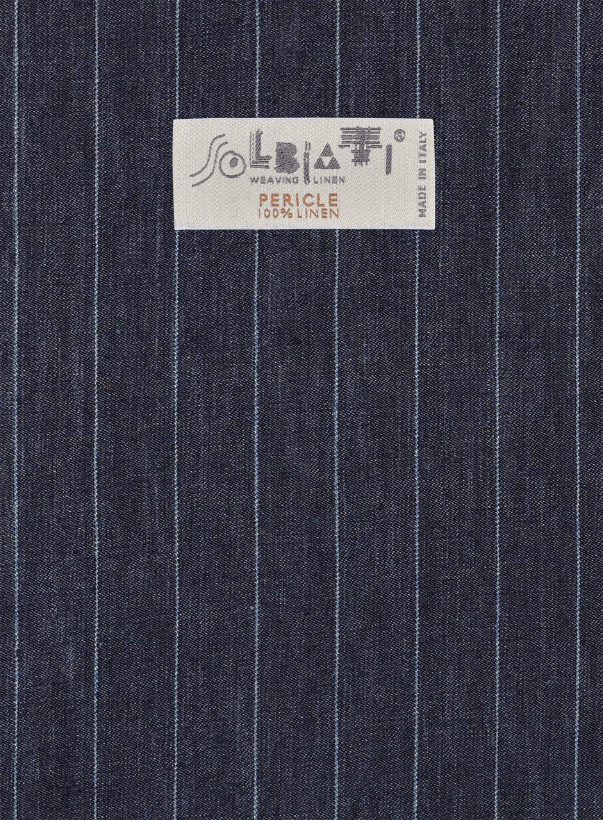 Solbiati Regal Blue Stripe Linen Pants - StudioSuits