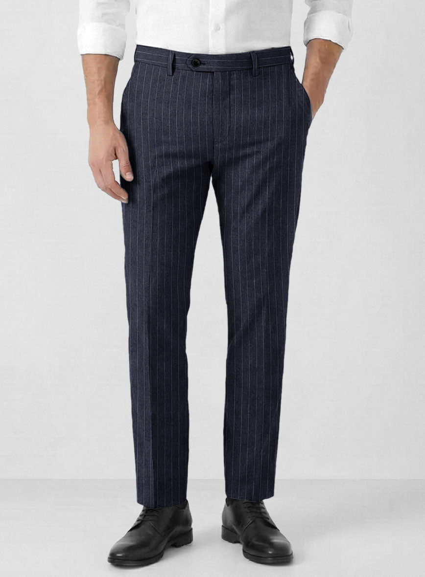 Solbiati Regal Blue Stripe Linen Pants - StudioSuits
