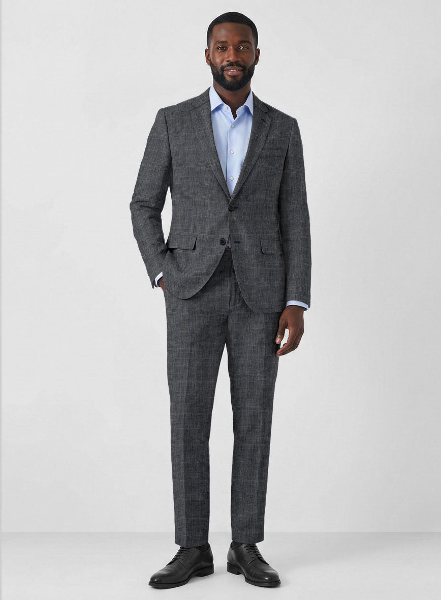 Solbiati Slate Blue Glen Linen Suit - StudioSuits