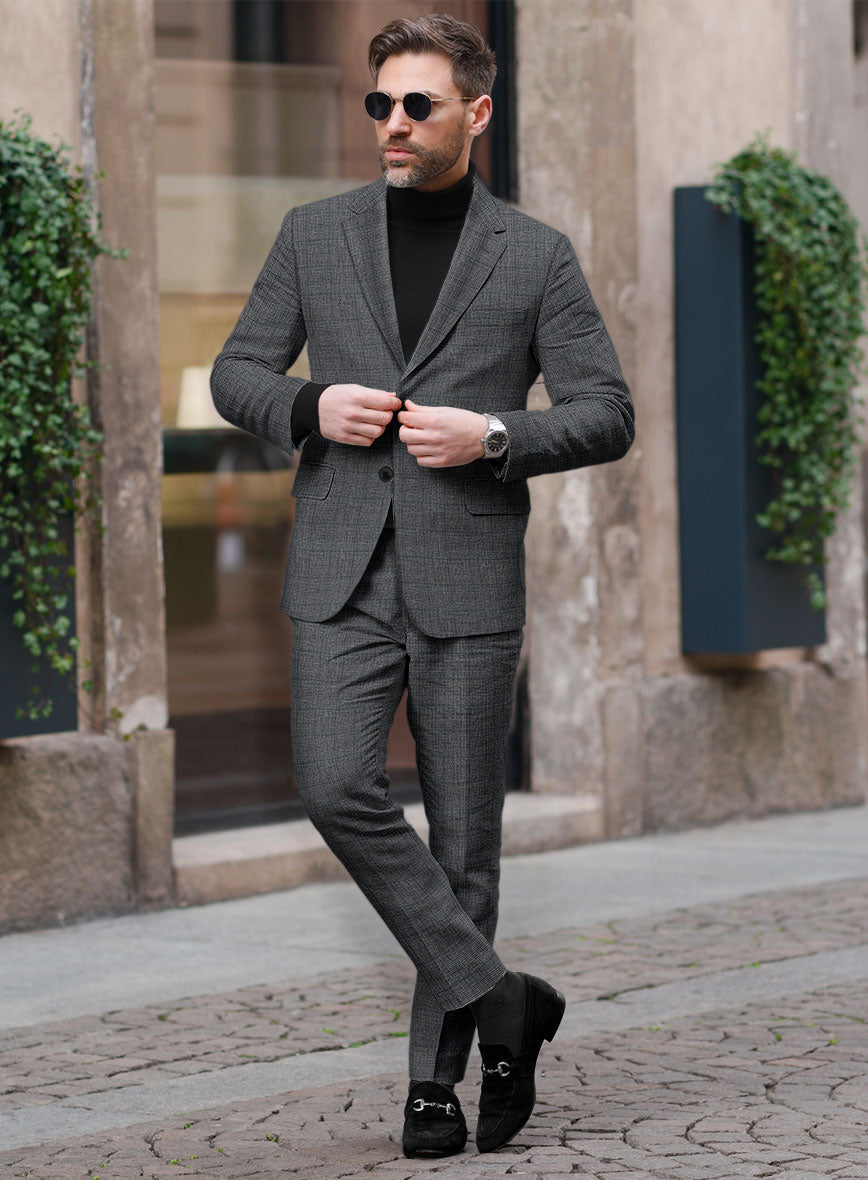 Solbiati Slate Blue Glen Linen Suit - StudioSuits