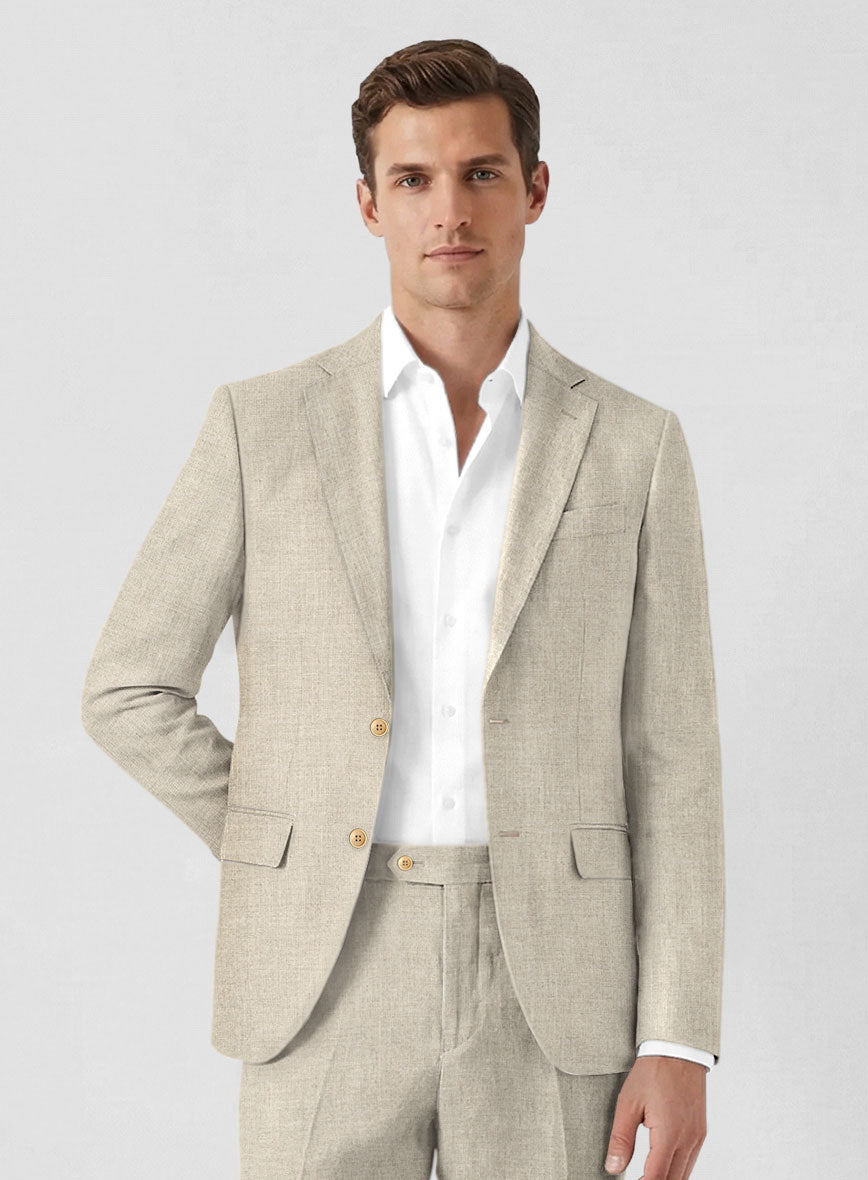 Solbiati Stone Beige Linen Jacket - StudioSuits