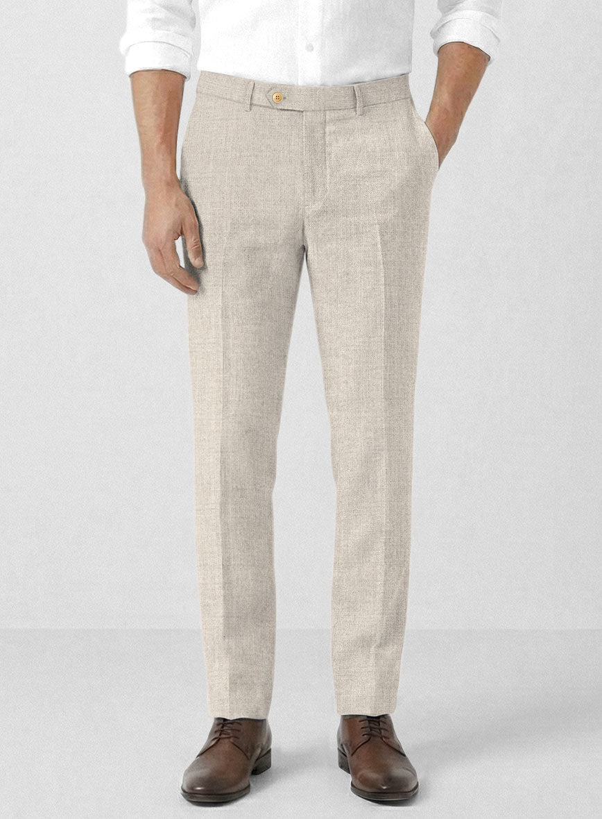 Solbiati Stone Beige Linen Pants - StudioSuits