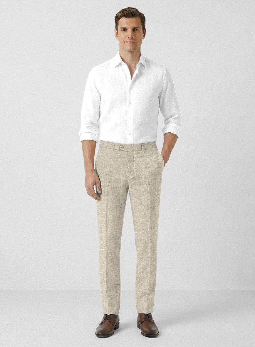 Solbiati Stone Beige Linen Pants - StudioSuits
