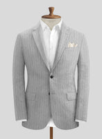 Solbiati Stone Gray Stripe Linen Jacket - StudioSuits