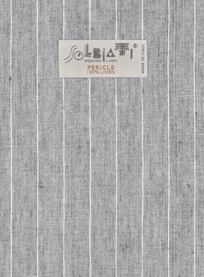 Solbiati Stone Gray Stripe Linen Jacket - StudioSuits