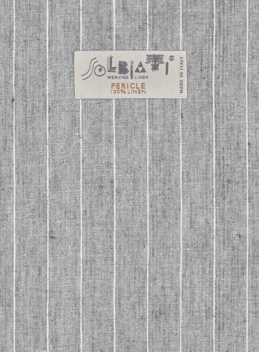 Solbiati Stone Gray Stripe Linen Pants - StudioSuits
