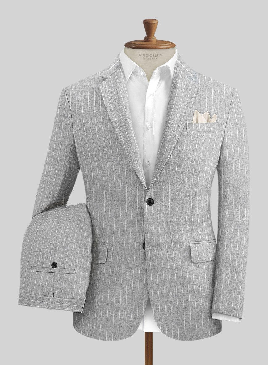 Solbiati Stone Gray Stripe Linen Suit - StudioSuits