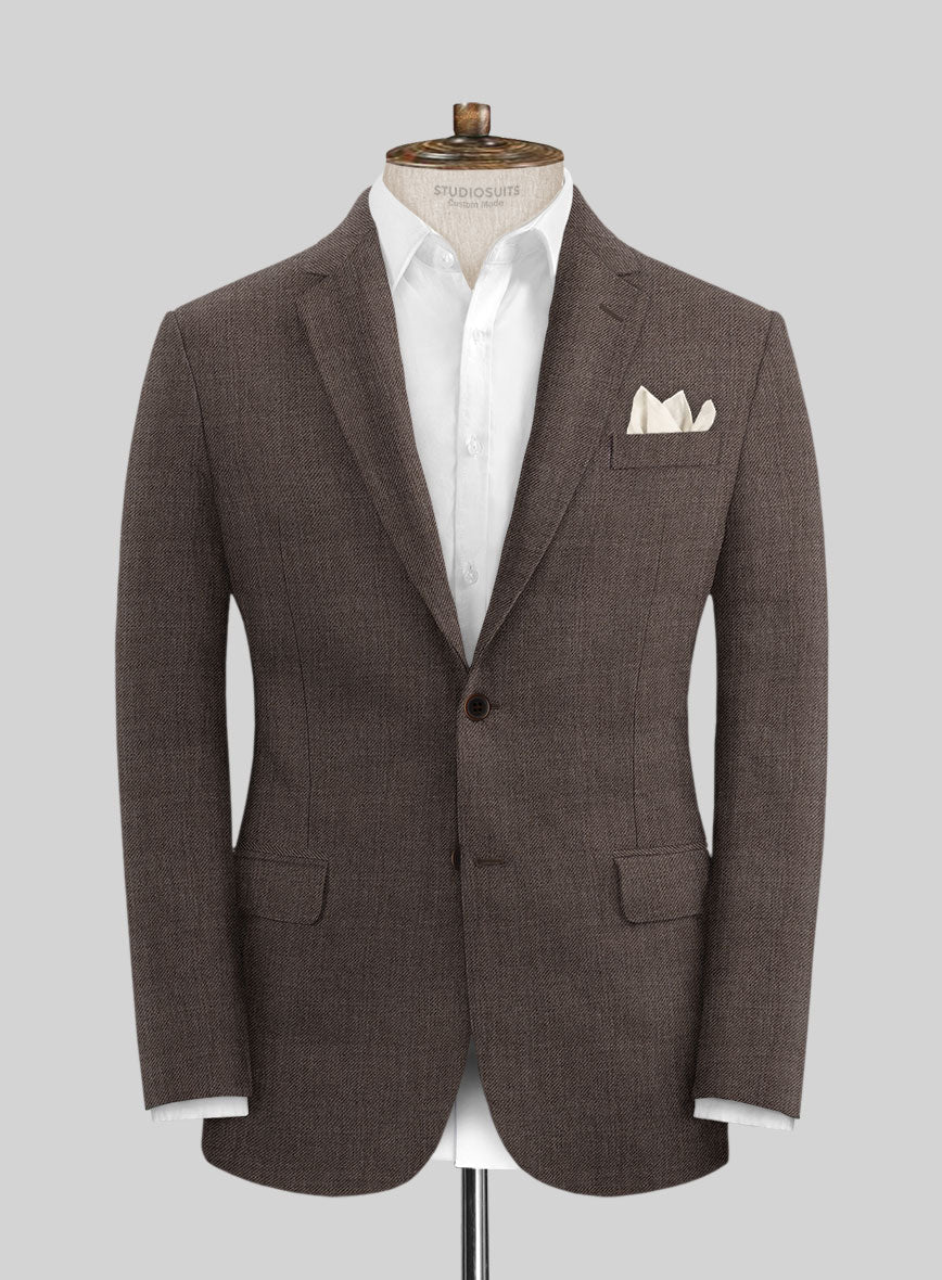 Solbiati Twill Brown Linen Jacket - StudioSuits