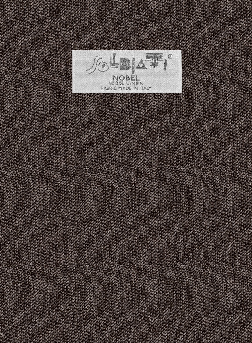 Solbiati Twill Brown Linen Pants - StudioSuits