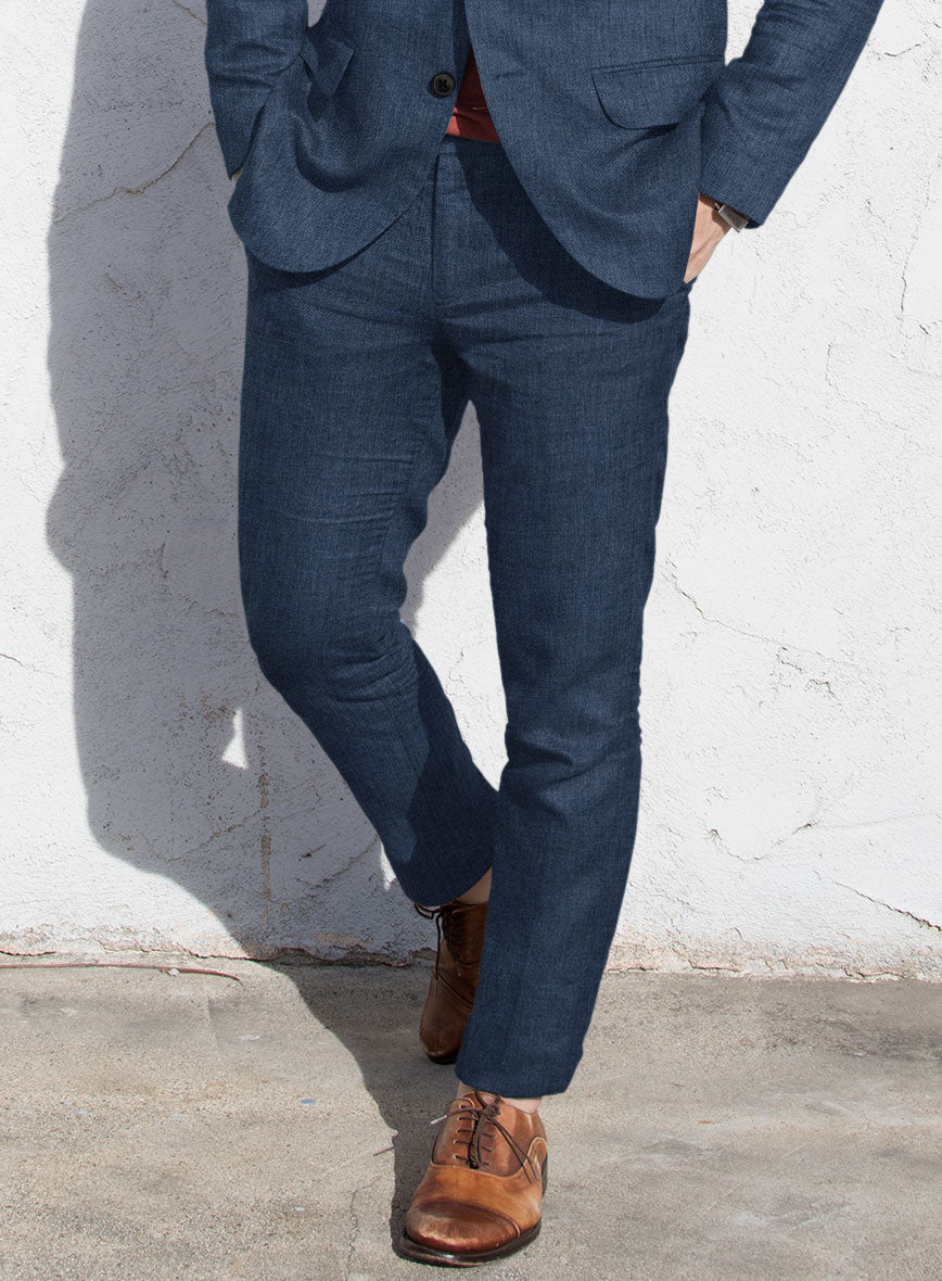 Solbiati Twill Indigo Linen Pants - StudioSuits