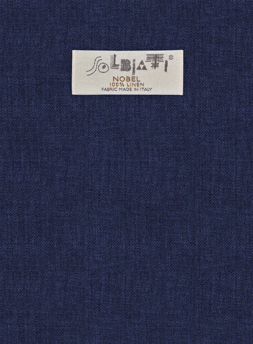 Solbiati Twill Ink Blue Linen Pants - StudioSuits