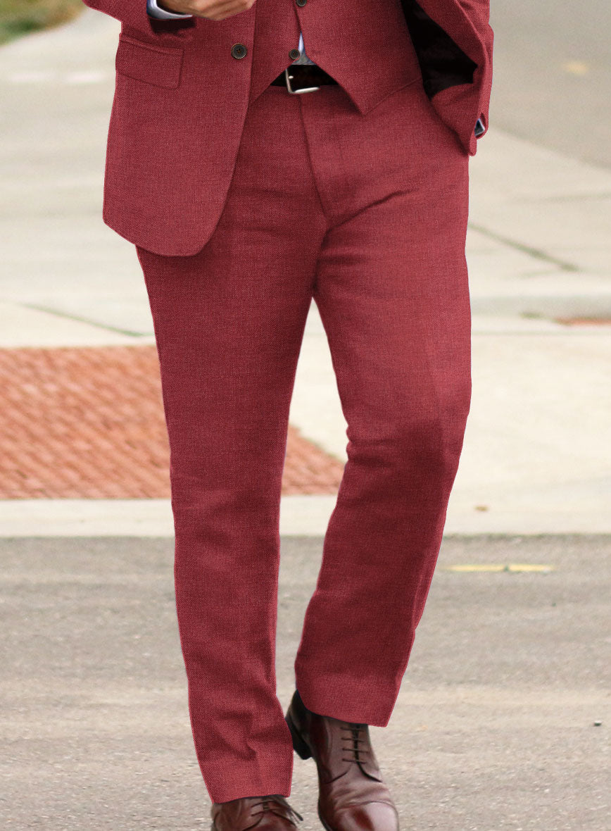 Solbiati Twill Red Linen Pants - StudioSuits