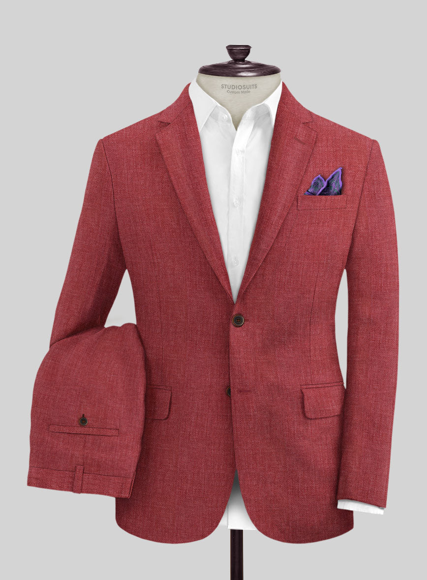 Solbiati Twill Red Linen Suit - StudioSuits