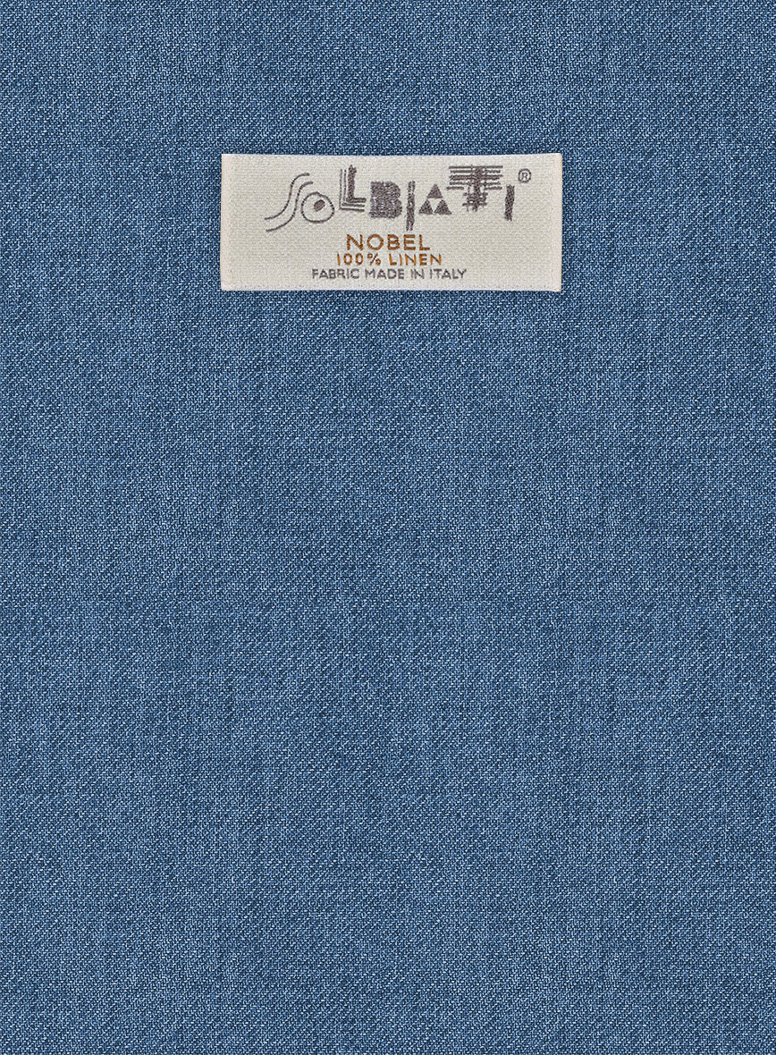 Solbiati Twill Stone Blue Linen Pants - StudioSuits