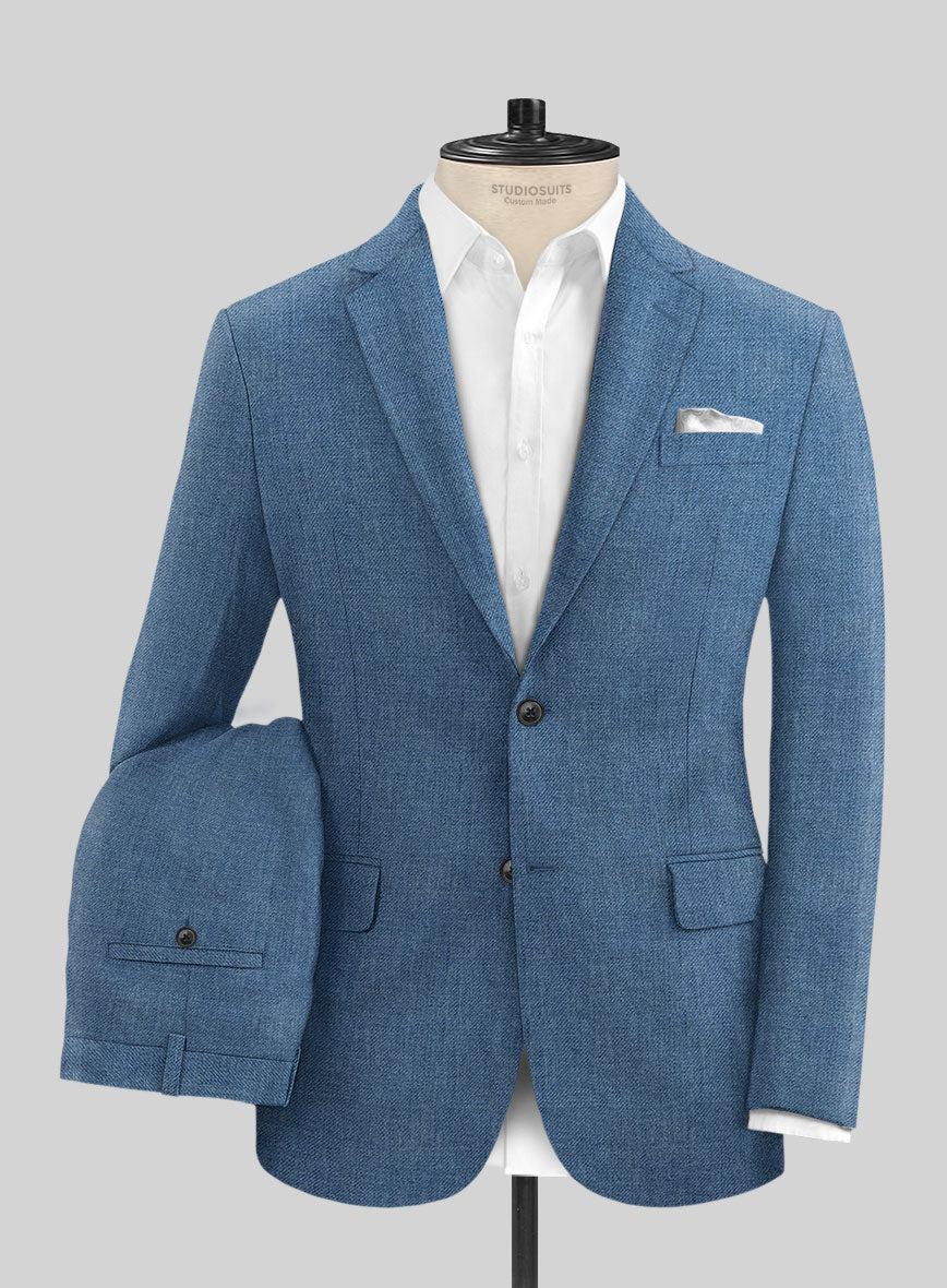 Solbiati Twill Stone Blue Linen Suit - StudioSuits