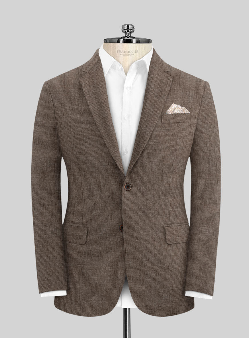 Solbiati Twill Stone Brown Linen Jacket - StudioSuits