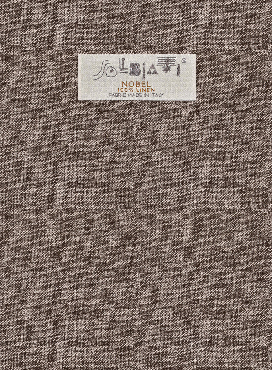 Solbiati Twill Stone Brown Linen Pants - StudioSuits