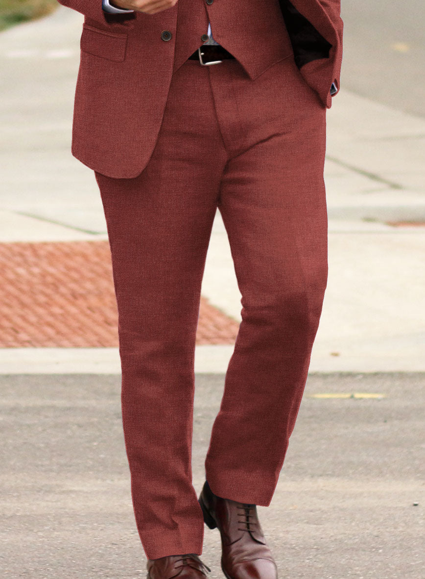 Solbiati Twill Wine Linen Pants - StudioSuits