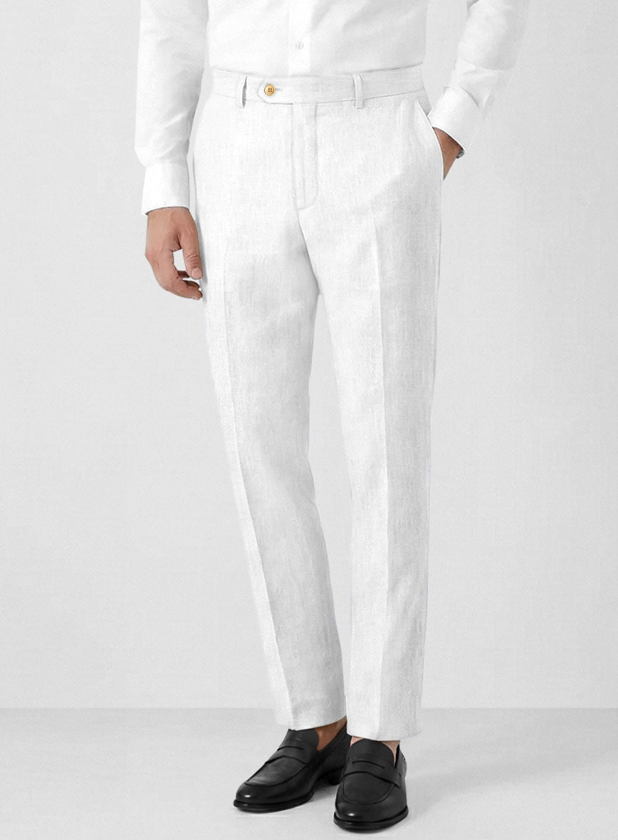 Men's Solbiati White Linen Pants by StudioSuits
