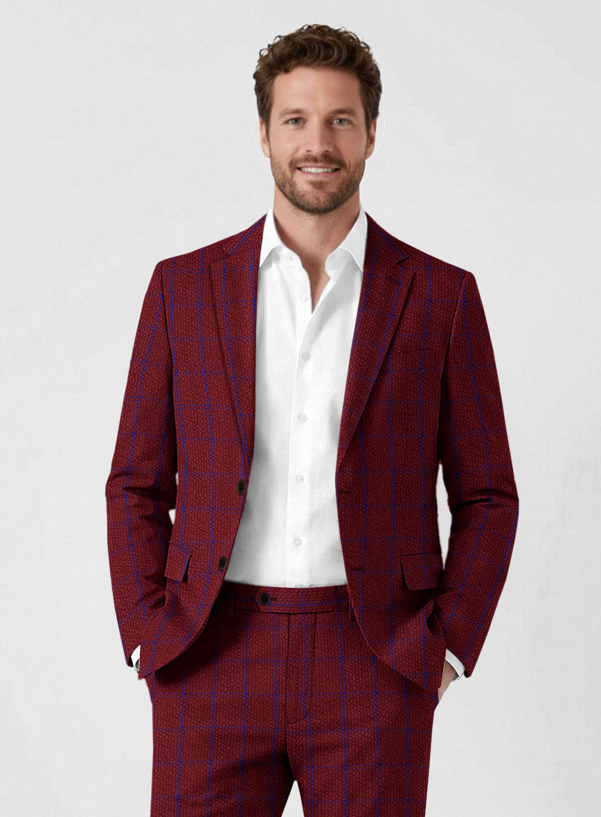 Solbiati Wine Checks Seersucker Jacket - StudioSuits