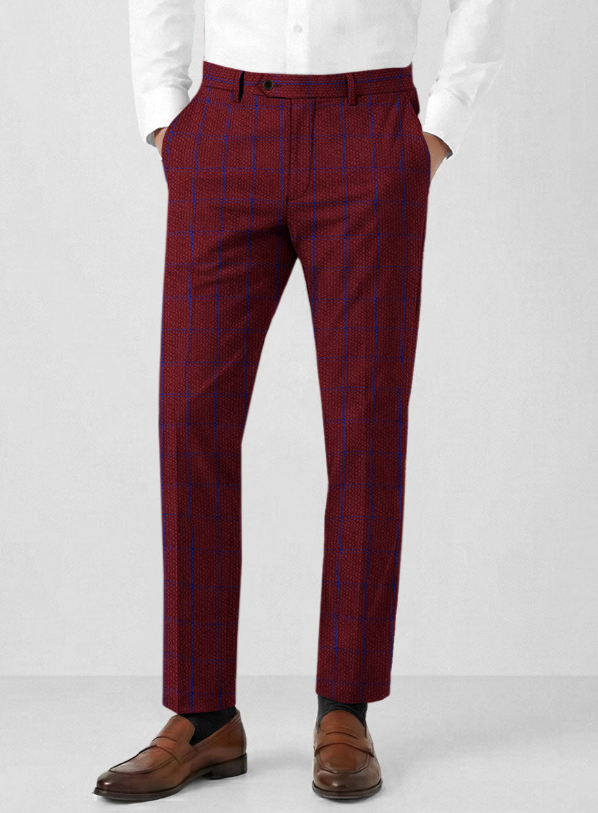 Solbiati Wine Checks Seersucker Pants - StudioSuits