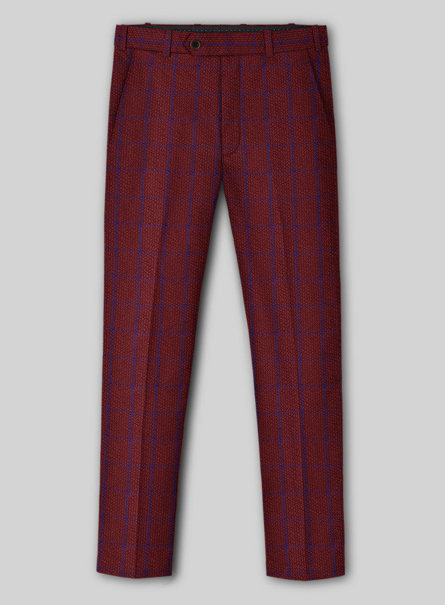 Solbiati Wine Checks Seersucker Pants - StudioSuits