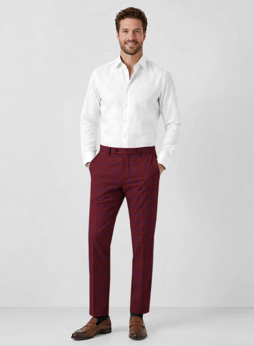 Solbiati Wine Checks Seersucker Pants - StudioSuits