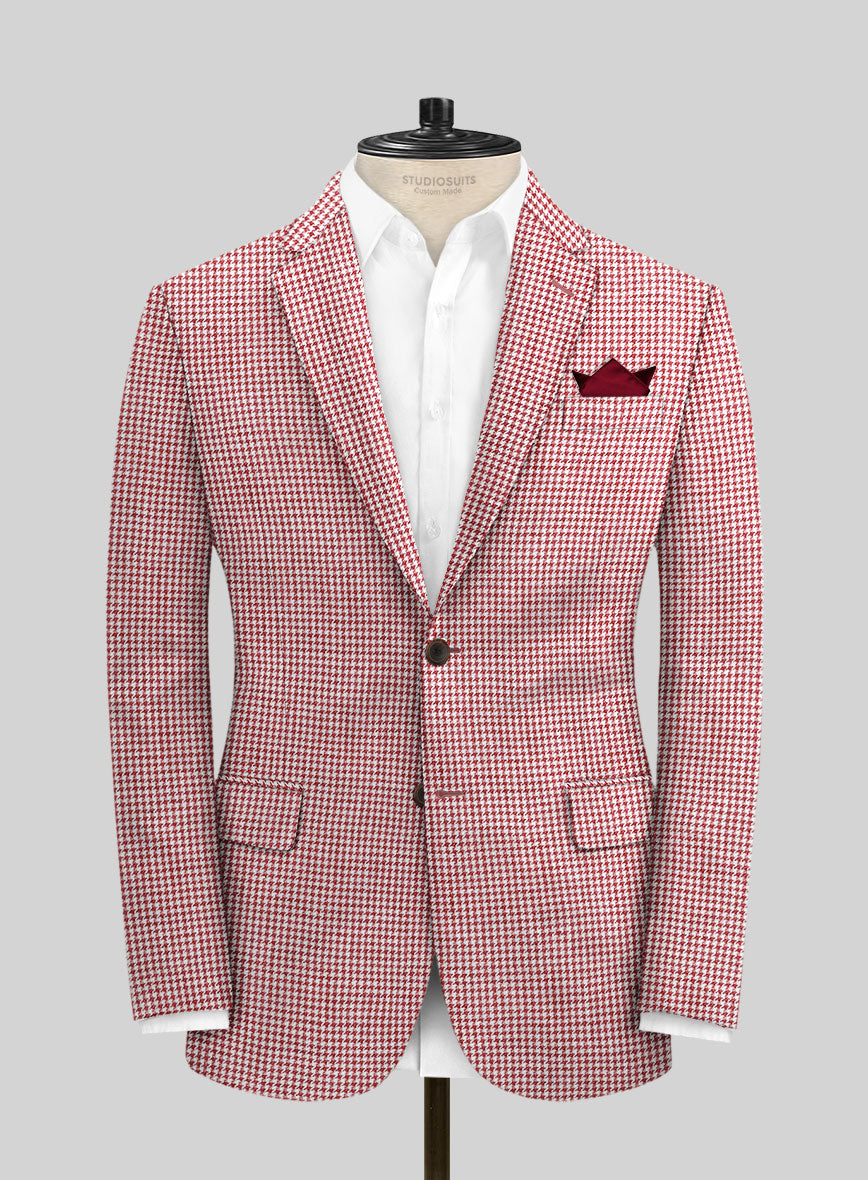 Solbiati Wine Houndstooth Linen Jacket - StudioSuits