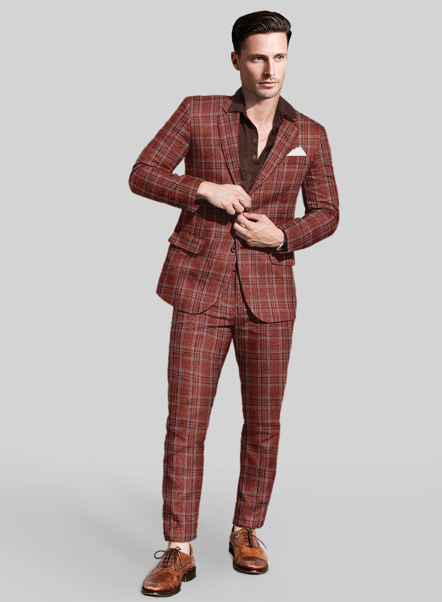 Solbiati Wine Square Linen Suit - StudioSuits