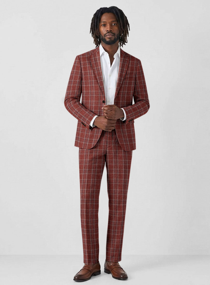 Solbiati Wine Square Linen Suit - StudioSuits