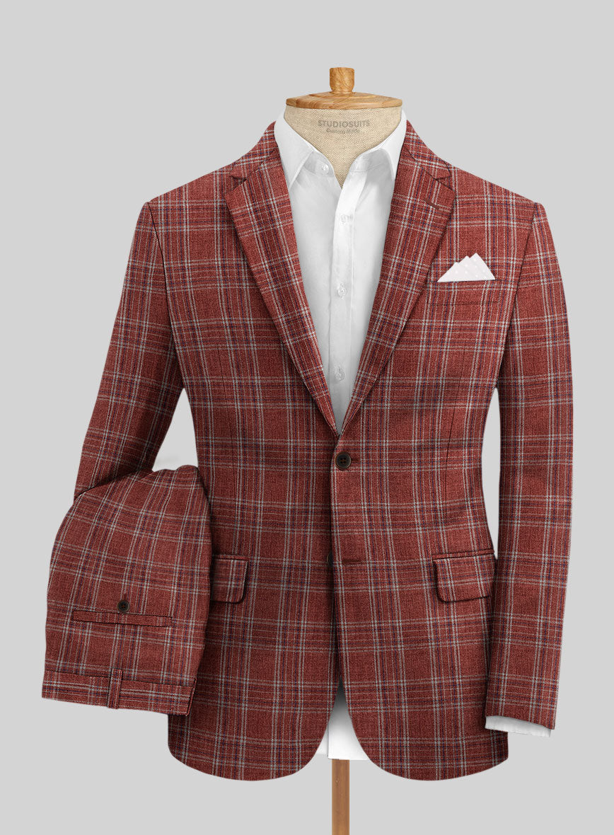 Solbiati Wine Square Linen Suit - StudioSuits