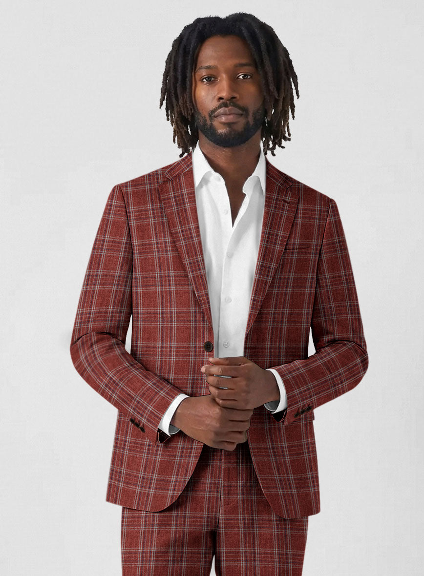 Solbiati Wine Square Linen Suit - StudioSuits