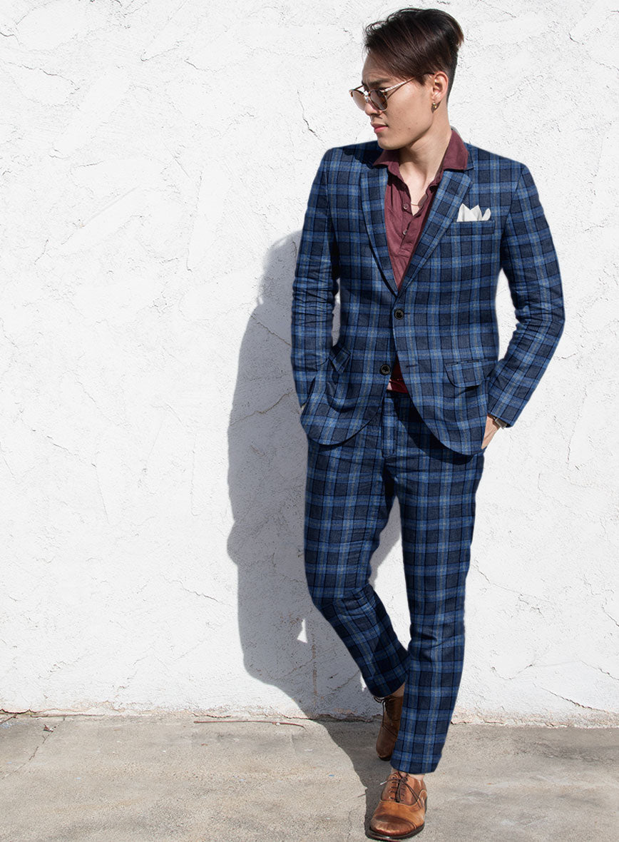 Solbiati Blue Glen Linen Suit - StudioSuits