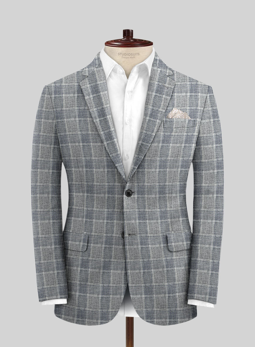Solbiati Gray Checks Linen Jacket - StudioSuits