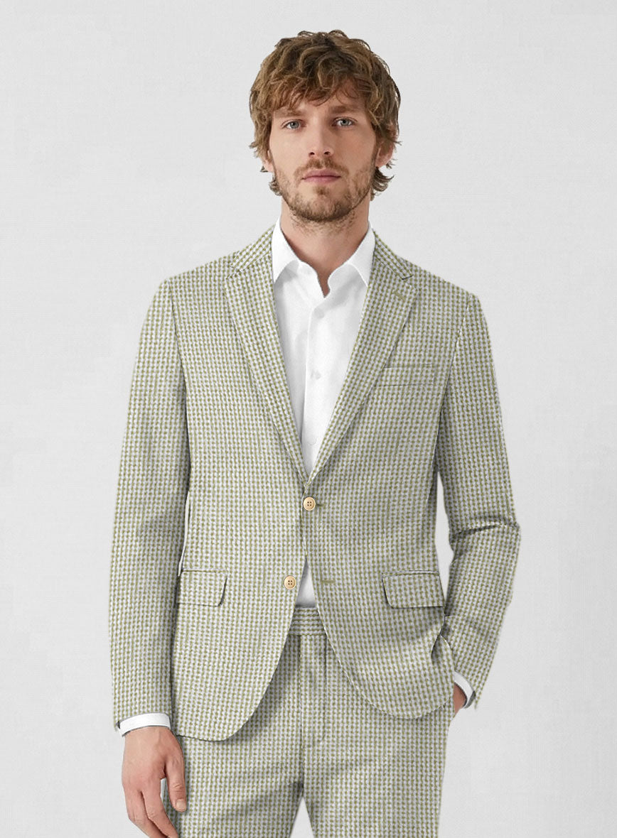Solbiati Gingham Beige Seersucker Suit - StudioSuits
