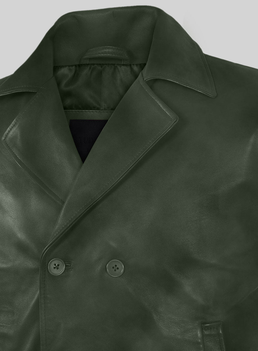 Spanish Green Leather Pea Coat – StudioSuits