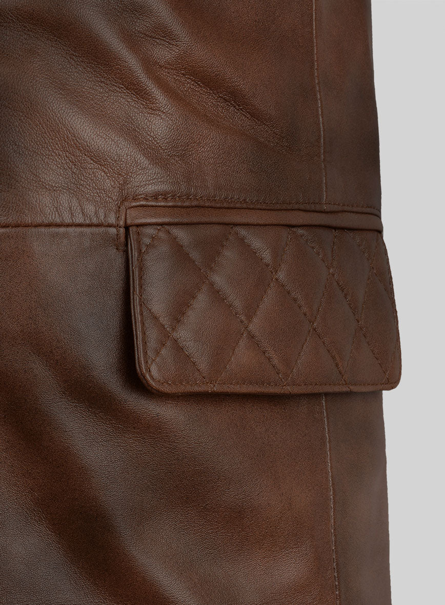 Spanish Brown Harper Leather Blazer - StudioSuits