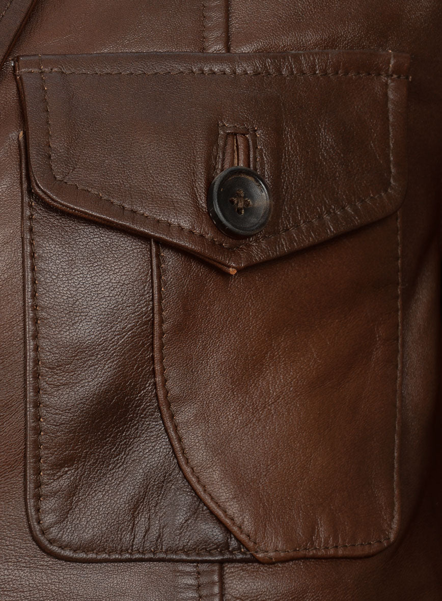 Spanish Brown Leather Blazer - #716 - StudioSuits
