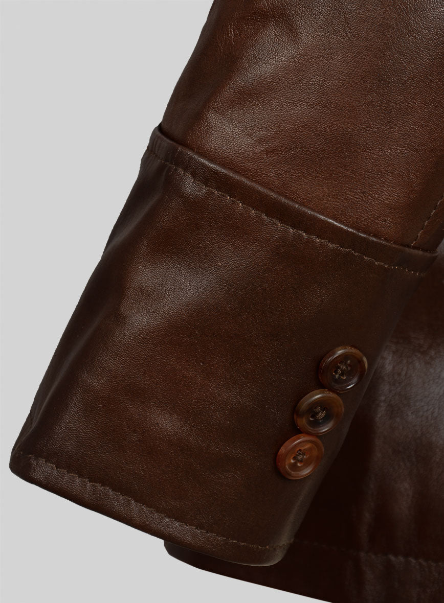 Spanish Brown Leather Blazer - #716 - StudioSuits