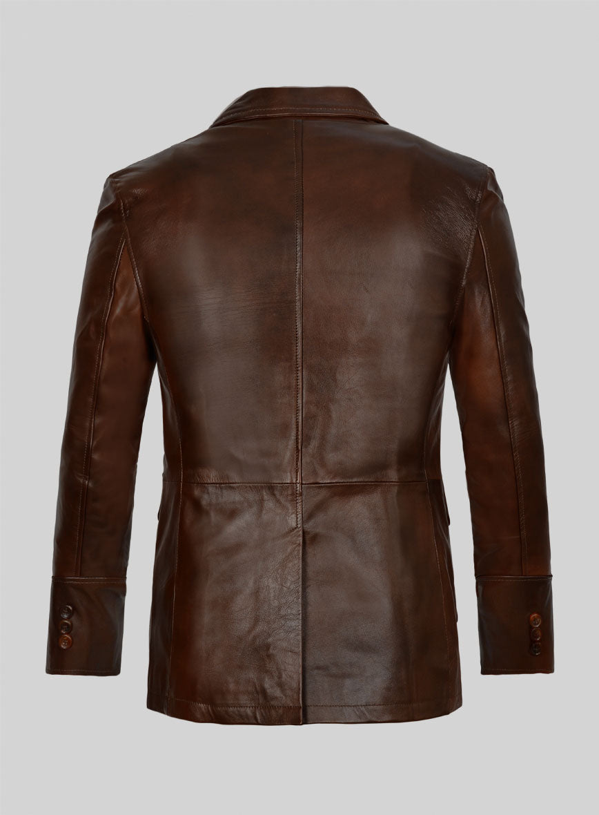 Spanish Brown Leather Blazer - #716 - StudioSuits