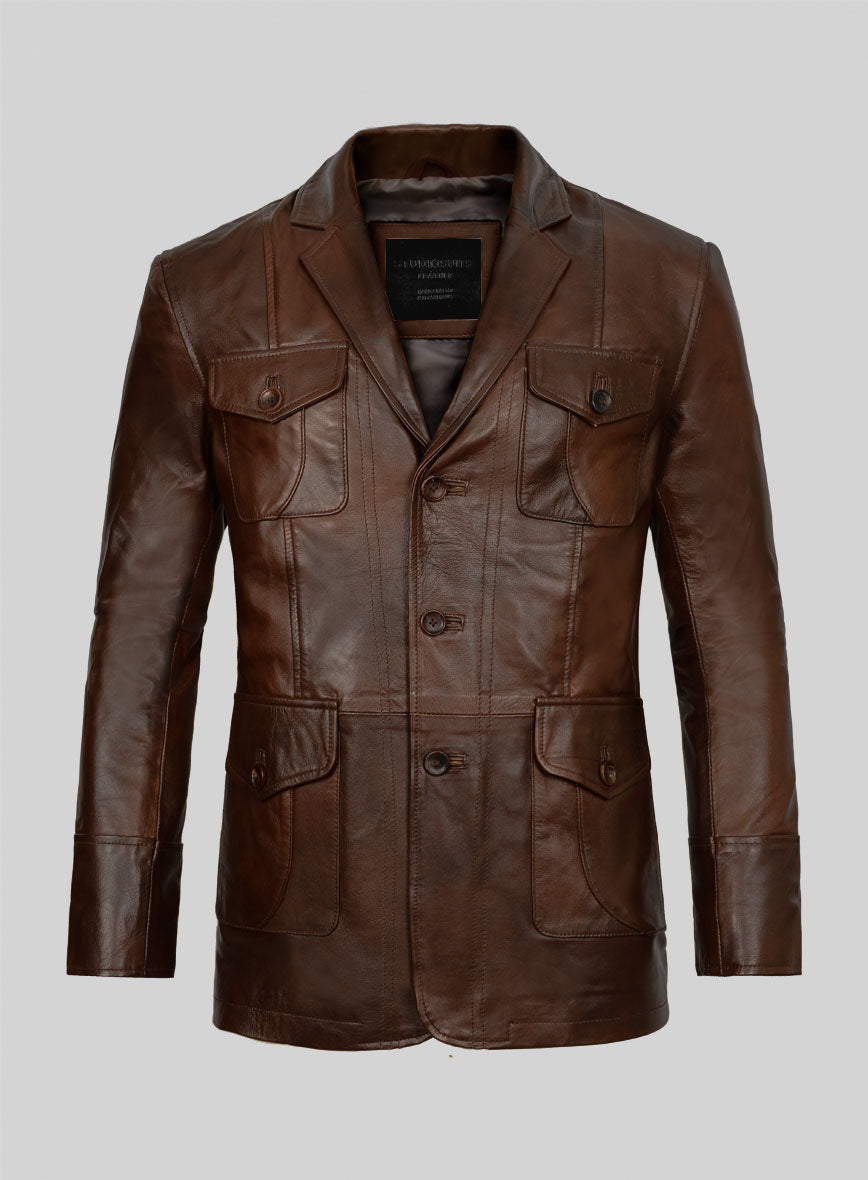 Spanish Brown Leather Blazer - #716 - StudioSuits
