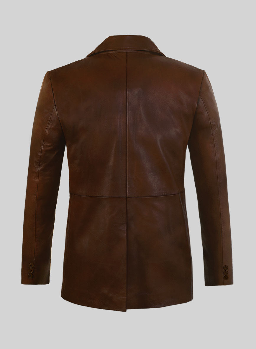 ワコマリア　LEATHER DOUBLE BREASTED COAT Nappa leather overcoat, brown | Weekend Max Mara