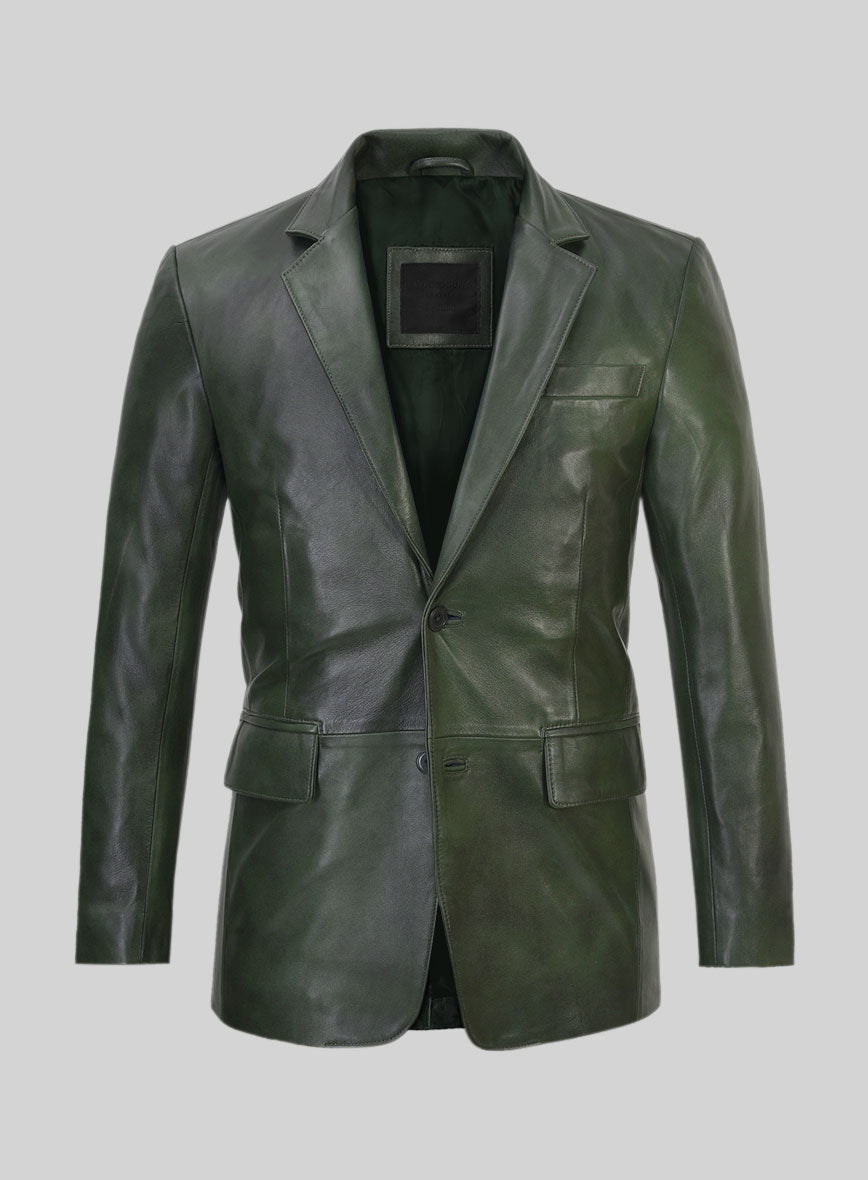 Spanish Green Leather Blazer - StudioSuits