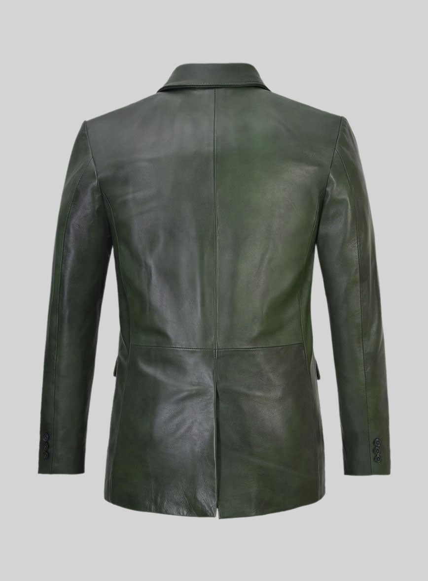 Spanish Green Leather Blazer - StudioSuits