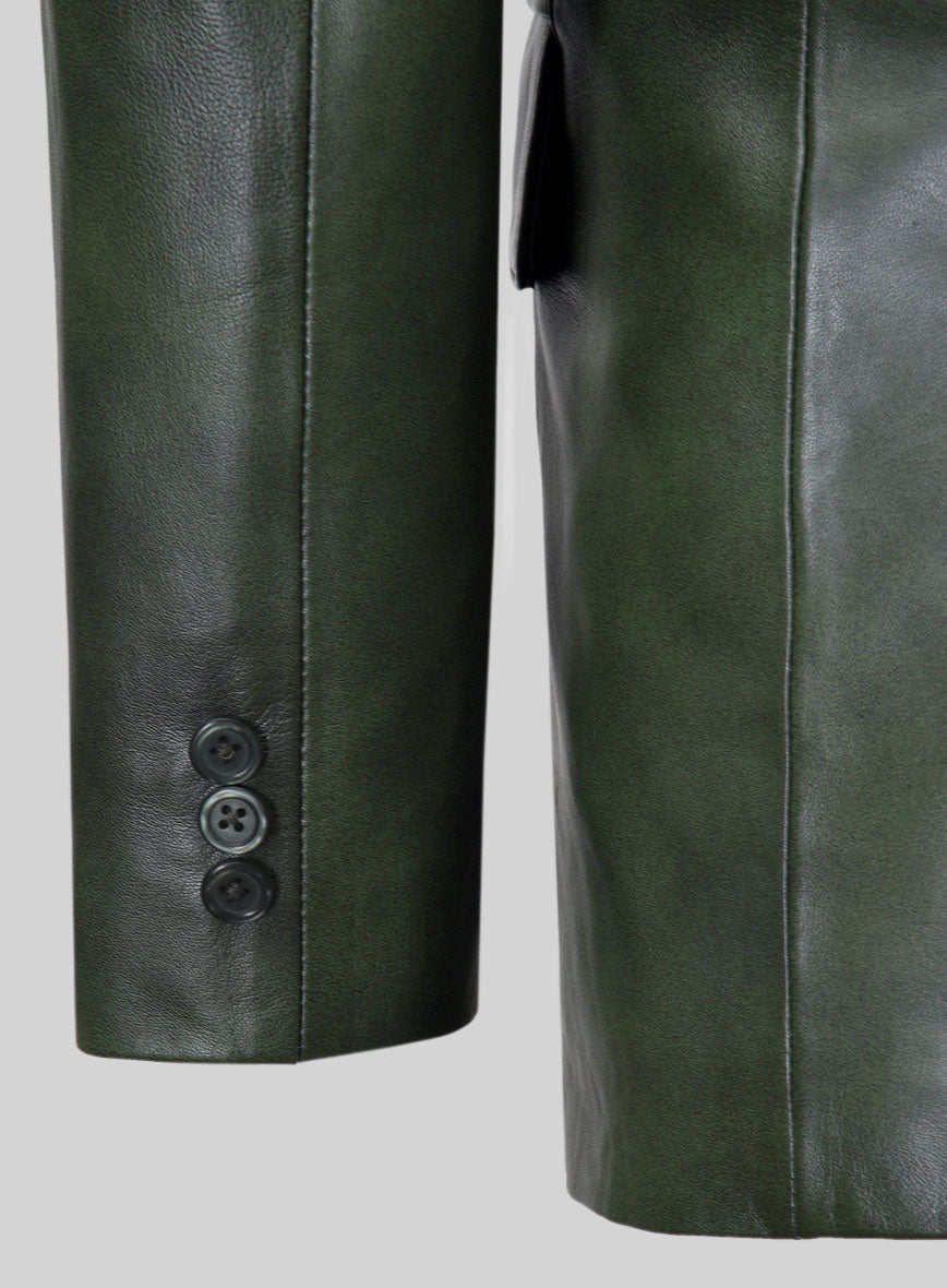 Spanish Green Leather Blazer - StudioSuits