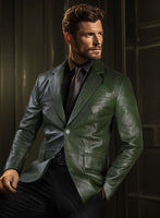 Spanish Green Leather Blazer - StudioSuits