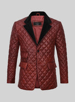 Spanish Red Bocelli Quilted Leather Blazer - StudioSuits