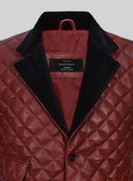 Spanish Red Bocelli Quilted Leather Blazer - StudioSuits