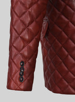Spanish Red Bocelli Quilted Leather Blazer - StudioSuits